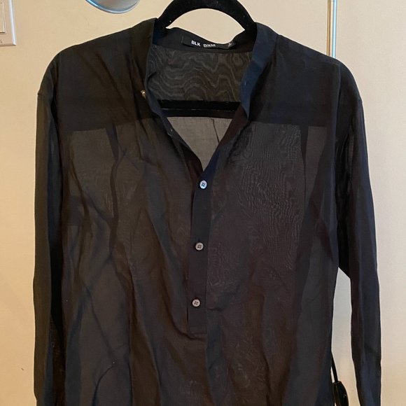 BLK DNM Oversized Sheer Tunic Shirt - Picture 2 of 5